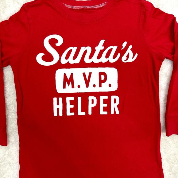 Carter's Santa's MVP Helper Red Christmas Long Sleeve Shirt Size 6 - Picture 1 of 8